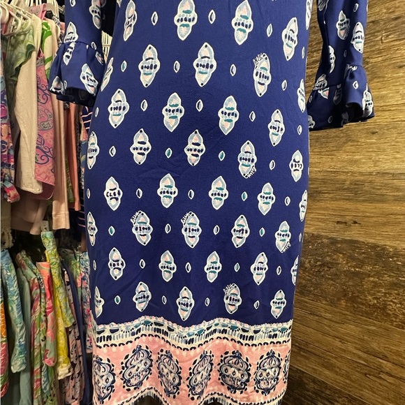 Lilly Pulitzer Blue Resort Sheath Dress with Bell Sleeves - Picture 2 of 11